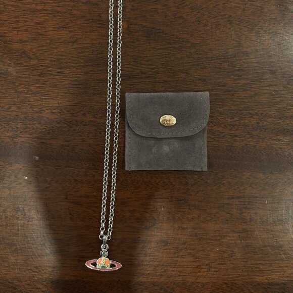 Vivienne Westwood orange crystal saturn necklace - Picture 2 of 5